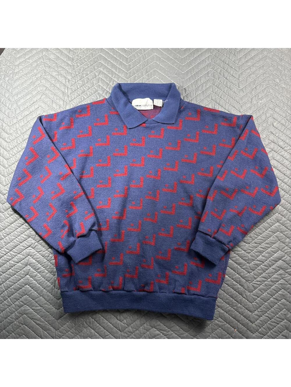 Vintage geometric knit sweater womens medium